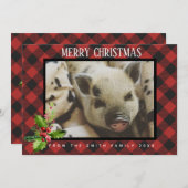赤と黒のバッファロープレイドホリデーズフォトカード シーズンカード (正面/裏面)