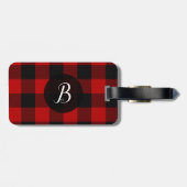 赤と黒のバッファロープレイド市松模様にスクアーク ラゲッジタグ (裏面横)
