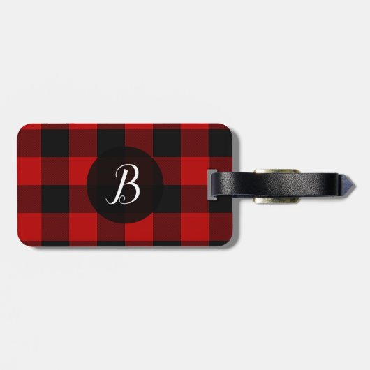 赤と黒のバッファロープレイド市松模様にスクアーク ラゲッジタグ (裏面横)