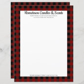 赤と黒のバッファロープレイド素朴ビジネス紙 (正面/裏面)