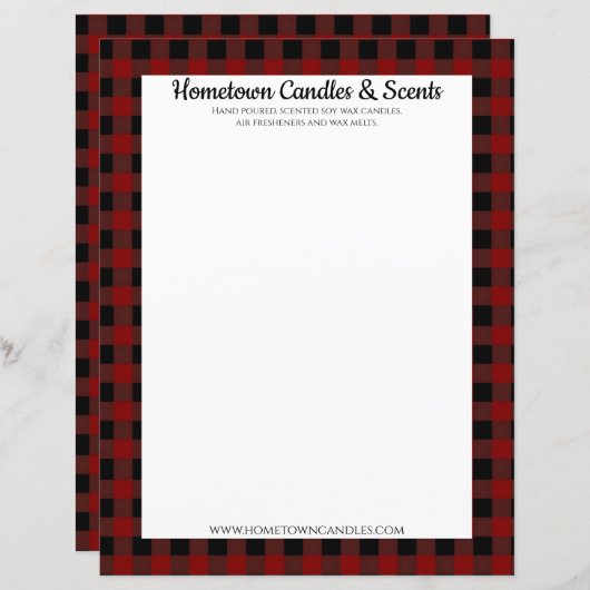 赤と黒のバッファロープレイド素朴ビジネス紙 (正面/裏面)