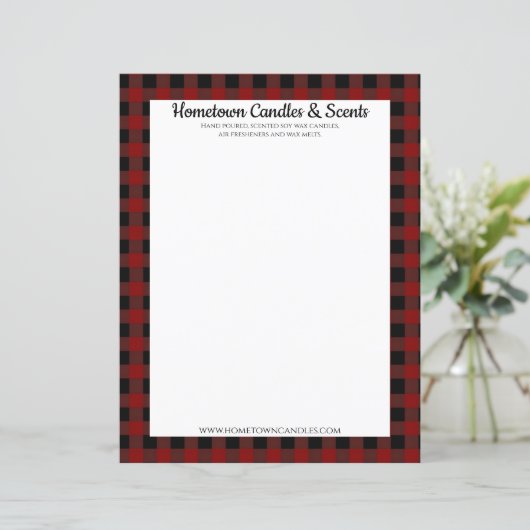 赤と黒のバッファロープレイド素朴ビジネス紙 (スタンド正面)