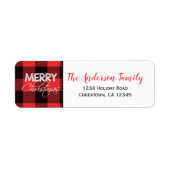 赤と黒のバッファロープレイド |休日の差出人住所 ラベル (正面)