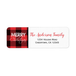 赤と黒のバッファロープレイド |休日の差出人住所 ラベル