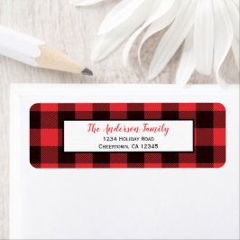 赤と黒のバッファロープレイド |休日の差出人住所 ラベル