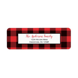 赤と黒のバッファロープレイド |休日の差出人住所 ラベル