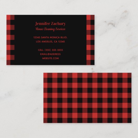 赤と黒のバッファロープレイド 名刺 (正面/裏面)