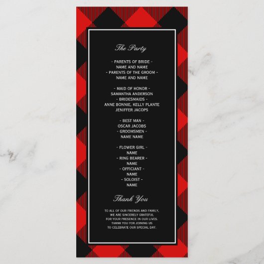 赤と黒のバッファロー格子 メニュー (裏面)