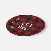 赤と黒のバッファロー雪片を許す ペーパープレート (アングル)