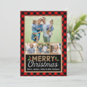 赤と黒のバッファロー・プレイド・クリスマス・フォトカード シーズンカード (スタンド正面)