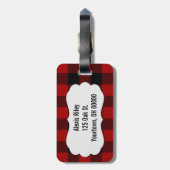 赤と黒のバッファロー・プレイド ラゲッジタグ (裏面縦)