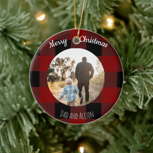 赤と黒のバッファローPlaid One写真 セラミックオーナメント (ツリー)