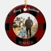 赤と黒のバッファローPlaid One写真 セラミックオーナメント (正面)