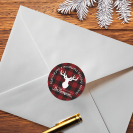 赤と黒のバファローチェックのクリスマス ラウンドシール