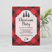 赤と黒のバフファロープレイドクリスマスパーティーの招待状 招待状 (スタンド正面)