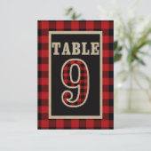赤と黒のバフロー柄のナンバー９のテーブル 招待状 (スタンド正面)