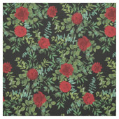 赤と黒のバラの花柄 ファブリック (見本)
