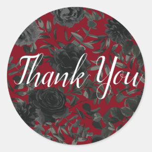 赤と黒のバラゴシックの好意ステッカーラベル ラウンドシール