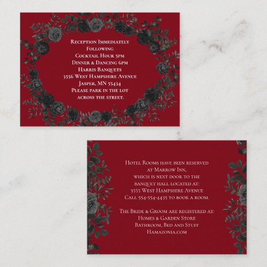 赤と黒のバラゴシック結婚のエンクロージャカード エンクロージャーカード (正面/裏面)