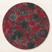 赤と黒のバラゴシッ結婚クのコースター ラウンドペーパーコースター (正面)