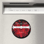 赤と黒のバラハートセーブザデートマグネット マグネット (インサイチュ (食洗機))