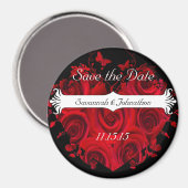 赤と黒のバラハートセーブザデートマグネット マグネット (正面/裏面)