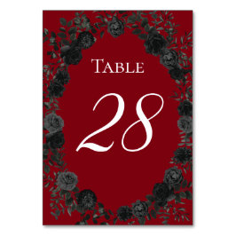 赤と黒のバラ結婚ゴシックの表番号 テーブルナンバー