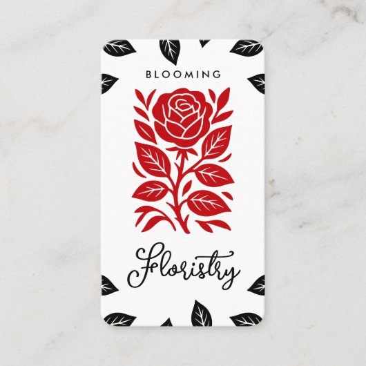 赤と黒のバラ離れフローラソーシャルメディアQR 名刺 (正面)