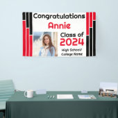 赤と黒のバー1枚の写真卒業 横断幕 (トレードショー)