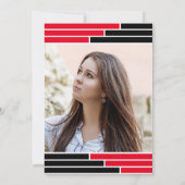 赤と黒のバー ワンフォト 卒業パーティー 招待状 (裏面)