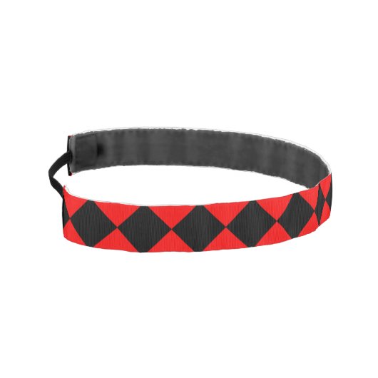 赤と黒のパターンチ市松模様にェックプリント アスレチックヘッドバンド (左)