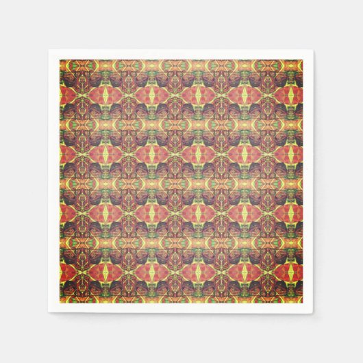 赤と黒のパターン スタンダードカクテルナプキン (正面)