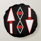 赤と黒のパターン、トレンドインスピレーション ラウンドクッション (裏面)