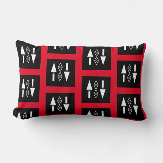 赤と黒のパターン、トレンドインスピレーション ランバークッション (正面)
