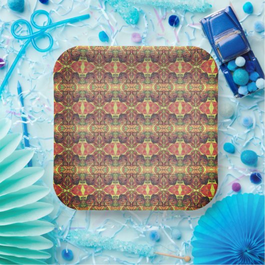 赤と黒のパターン ペーパープレート (パーティー)