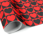 赤と黒のパタ市松模様にーン(ハート付) ラッピングペーパー (ロールコーナー)