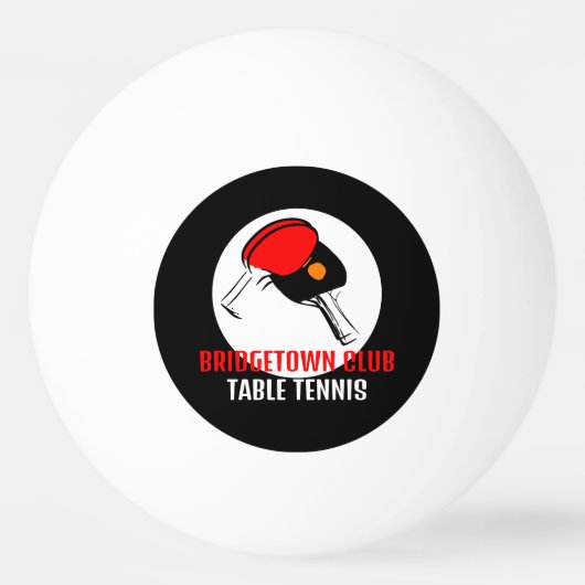 赤と黒のパドルテーブルテニスクラブ 卓球ボール (正面)