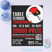 赤と黒のパドル、卓球トーナメント チラシ (シングル)