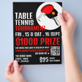 赤と黒のパドル、卓球トーナメント チラシ (手)