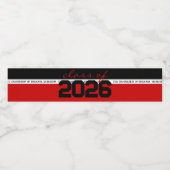 赤と黒のパーソナライズされた卒業 ペットボトルラベル (シングルラベル)