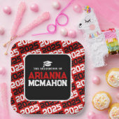 赤と黒のパーソナライズされた卒業 ペーパープレート (パーティー)