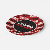 赤と黒のパーソナライズされた卒業 ペーパープレート (アングル)