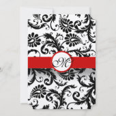赤と黒のビクトリアンダマスコウェディング招待状 招待状 (裏面)