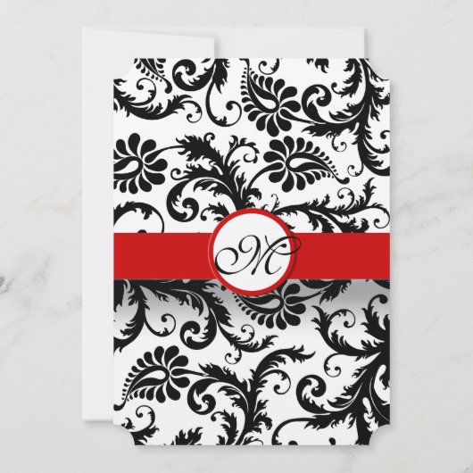 赤と黒のビクトリアンダマスコウェディング招待状 招待状 (裏面)