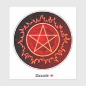 赤と黒のビニールで燃えるペンタグラム星形五角形 シール (シート)