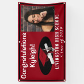 赤と黒のビニールの卒業写真 横断幕 (縦)