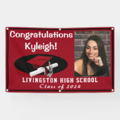 赤と黒のビニールの卒業写真 横断幕 (横)