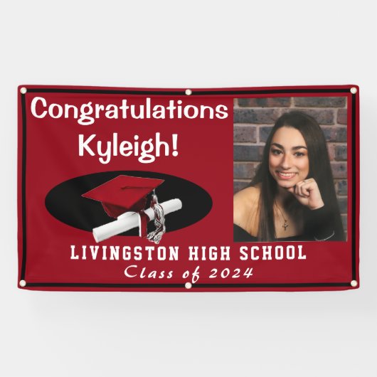 赤と黒のビニールの卒業写真 横断幕 (横)