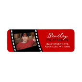 赤と黒のフィルムストリップフォト差出人住所 ラベル (正面)