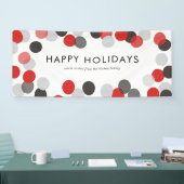 赤と黒のフェスティバル紙吹雪ドットハッピーホリデーズ 横断幕 (トレードショー)